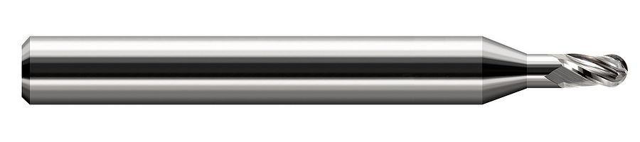 Picture of Harvey Tool 47993 Dia 0.093 LOC 0.1390 OAL2.50 End Mill Standard Flute Standard Helix Carbide Uncoated Single End Ball NoseBall